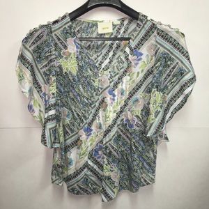 MAEVE Anthropologie Maya Floral Flutter Top